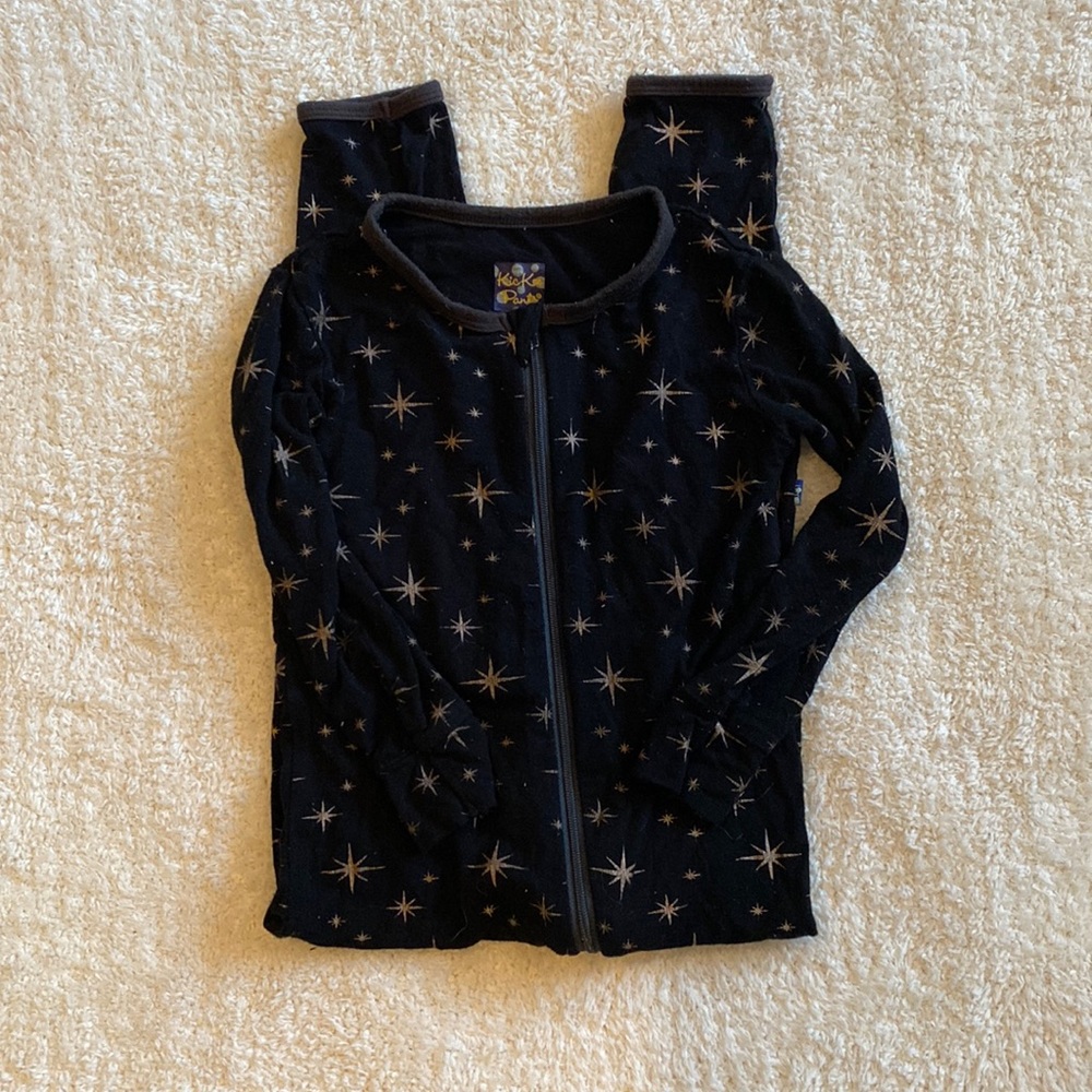 Kickee pants gold twinkle bright stars footie romper